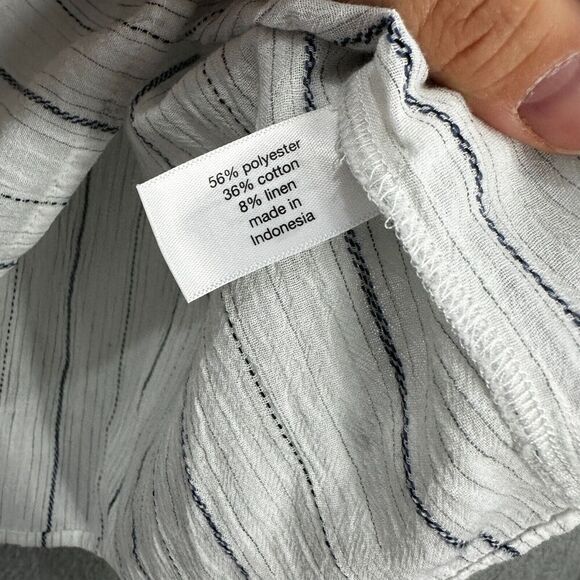 Lane Bryant Button Up Top Womens 20 White Striped Long sleeve Gauzy Career Chic - Picture 6 of 8